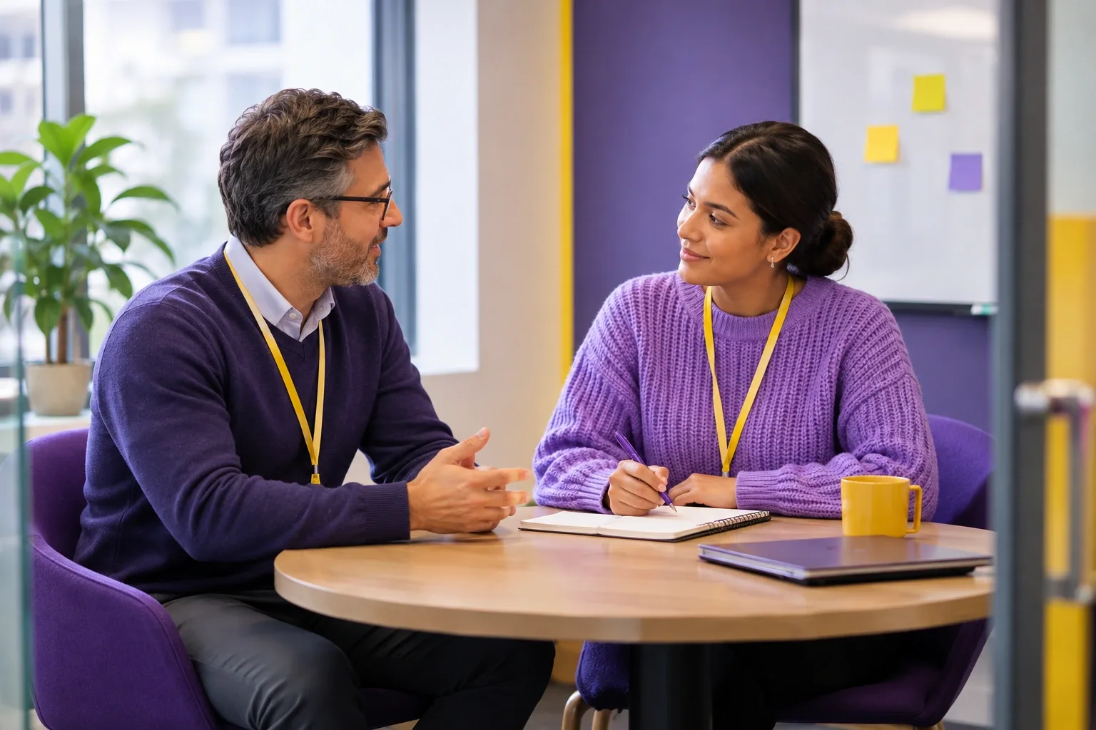 Manager holding a respectful conversation illustrating reasonable management action